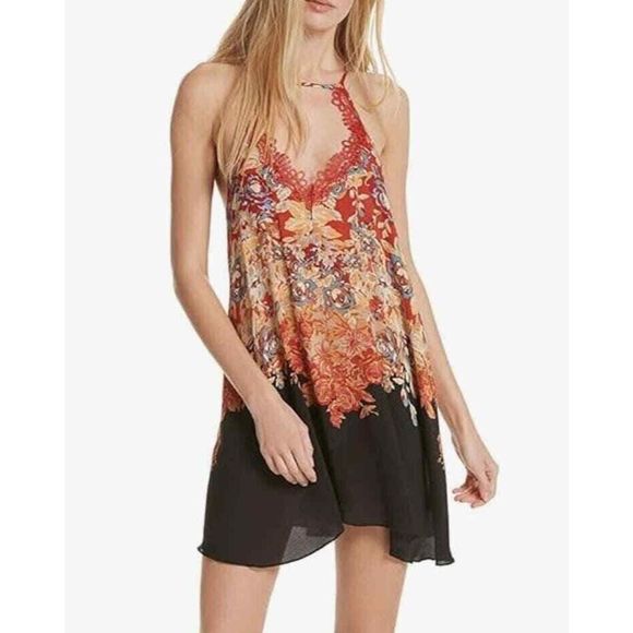 Intimately Free People Women's Sz L Multi Floral Haze Printed Mini Slip Dress - Picture 11 of 12